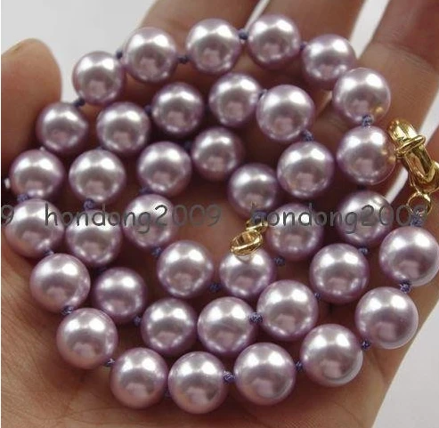 

Beautiful! 12MM Lavender Sea Shell Pearl Necklace Free Shipping