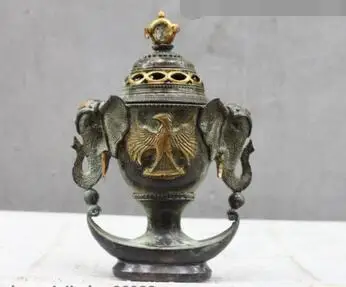 

Tibet Folk Classical Bronze Elephant Zun Eagle Buddhism incense burner Censer