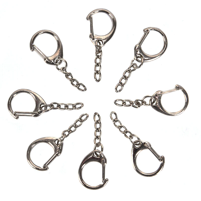 

10pcs DIY Polished Silver Keyring Keychain Split Ring Short Chain Key Rings Metal Swivel Clasp Hooks Jewellery Making Parts