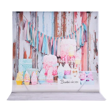

Andoer 1.5 * 2m Photography Background Backdrop Wooden Board Flower Ice Cream Gift Pattern for Children Photo Studio Shooting