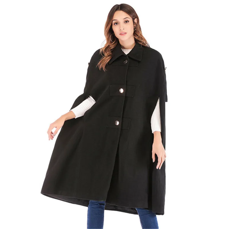 Women Loose Sleeveless Winter Warm Button Coat Jacket Cloak Cape Parka
