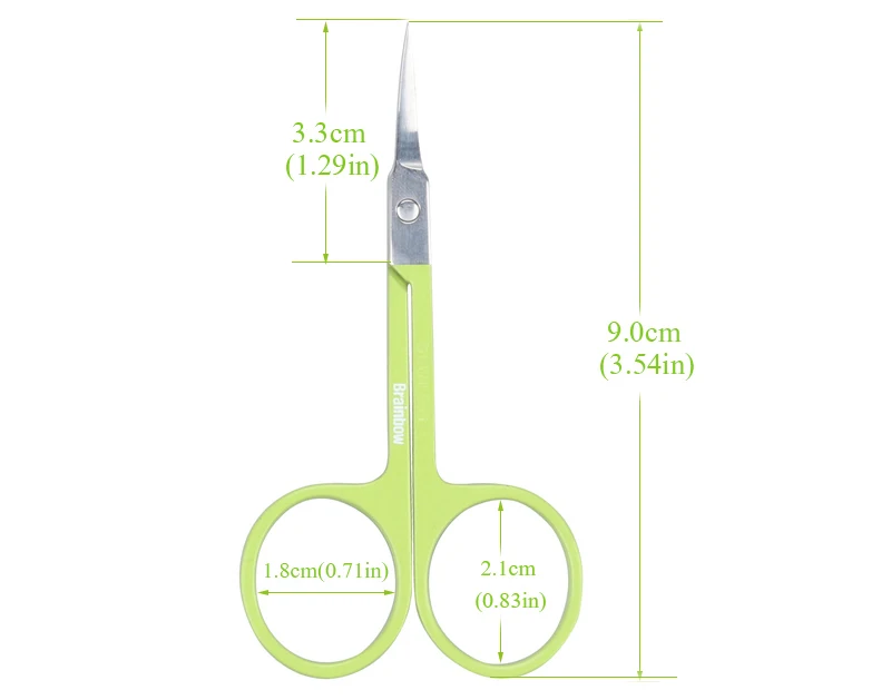 Brainbow 1 шт. нержавеющая сталь ножницы для макияжа бровей ресницы нос Обрезка волос ножницы острые Изогнутые Круглые маленькие ножницы для бровей