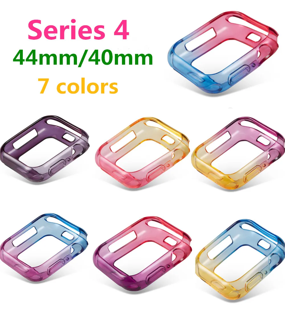 

Protective Cases Cover for Apple Watch 44mm 40mm Iwatch series 4 case colour TPU Silicone Soft Protect shell watch accessories