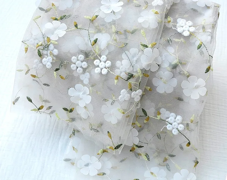 Шифон 3D цветок вышивка сетка кружево ткань для платье юбка шторы ручной работы DIY аксессуары материал D695
