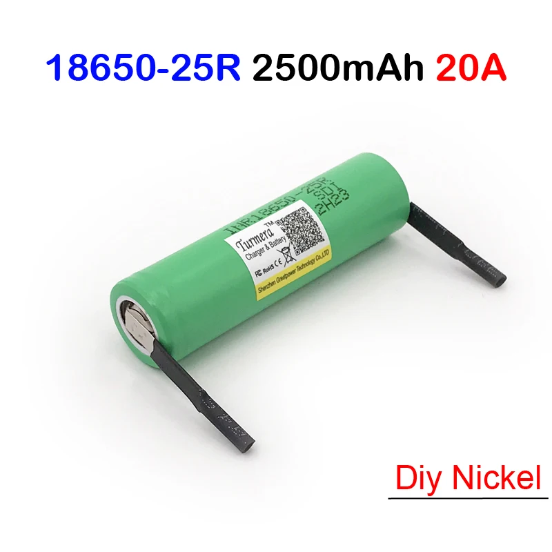 

battery 18650 25r inr18650-25r 2500mah 20a 18650 battery+diy nickel for power tools E-bike battery/12v electric screwdriver set