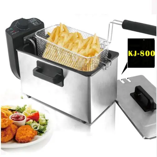 

1pc 3L Single-Cylinder Fryer 2000W Smokeless Stainless Steel Fryer Commercial Household Electric Fryer KJ-800