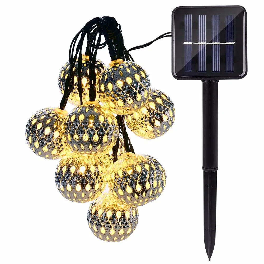 Xinpuguang 10 Pieces Fairy Iron Silver Solar Morocco BallS LED Light