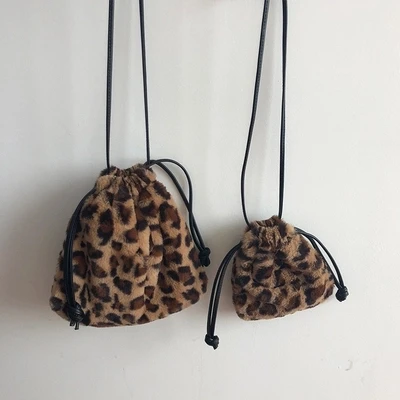 Новое поступление для отдыха модные роскошные модные женские туфли с леопардовым принтом с плюшевой подкладкой плечевая сумка с принтом сумка через плечо сумка-мешок - Цвет: Leopard print