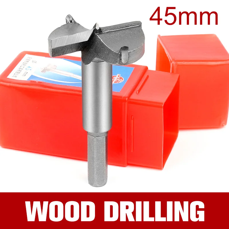 HOEN 1pcs 45mm HSS Cemented Carbide Wood Drills Forstner Auger Drill