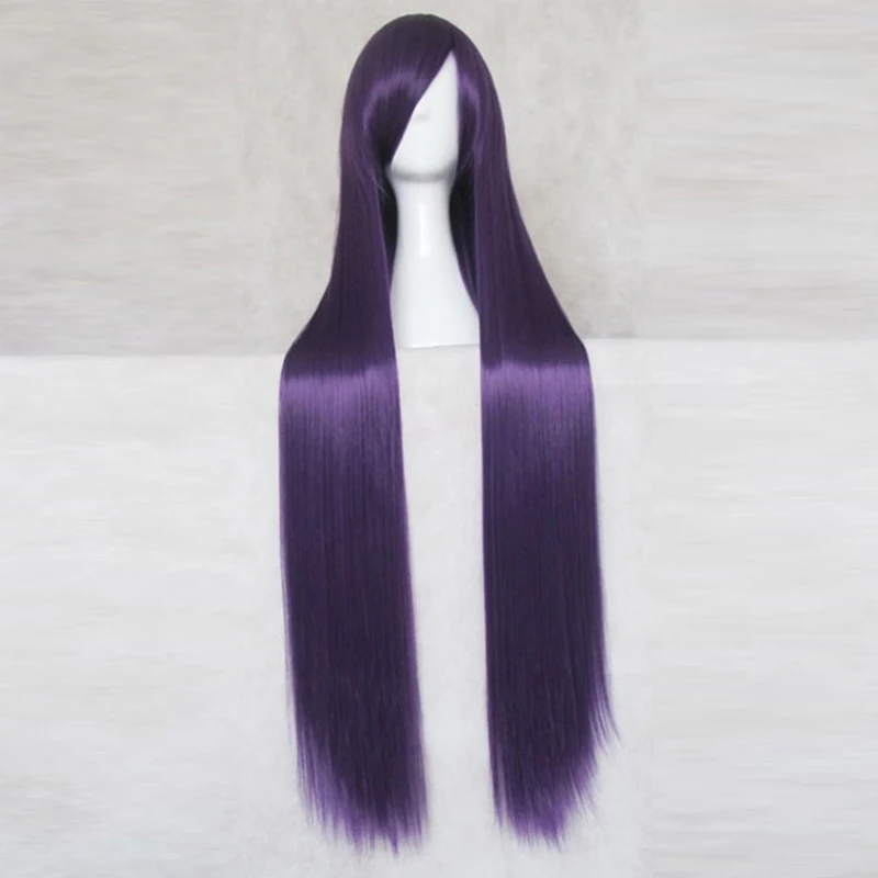 

Bakemonogatari Hitagi Senjogahara Deep Purple 100CM Long Straight Synthetic Hair Cosplay Wig + Wig Cap