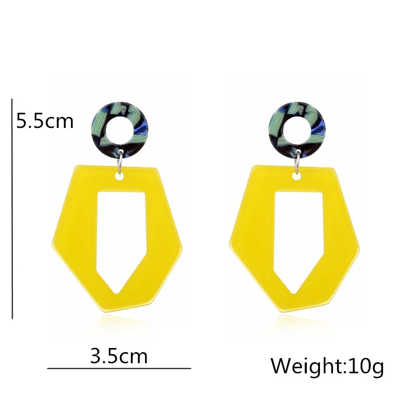 Акриловая желтая неправильная форма серьги для женщин полые массивные длинные серьги женские модные ювелирные изделия вечерние Gfit
