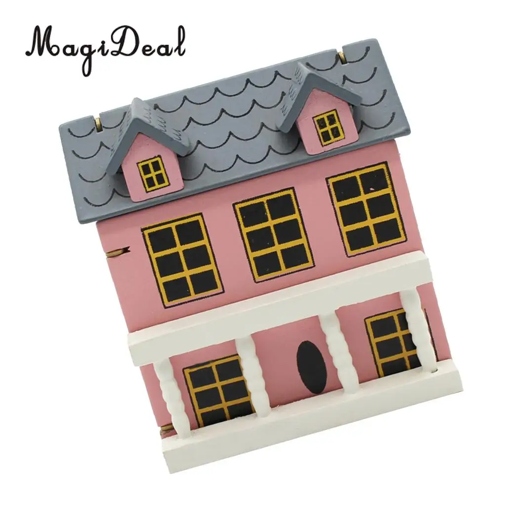 MagiDeal 1/12 Scale Mini Dollhouse Miniatures Villla Wood House Model for Bedroom Livingroom Decor Children Pretend Play Toy