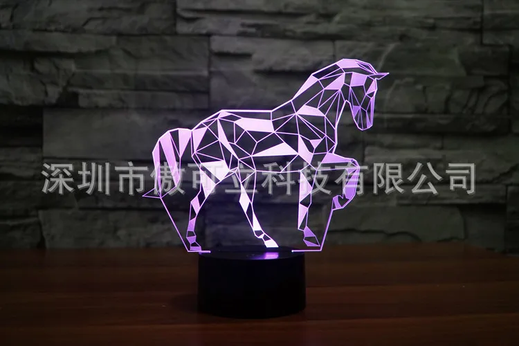Usb головоломка лошадь 3D свет красочный сенсорный светодиодный визуальный Декор атмосферу Подарочная настольная лампа