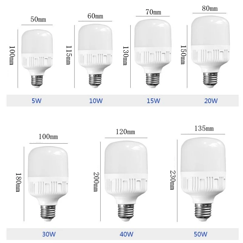 5 шт. светодиодный светильник E27 B22 220 V-240 V светодиодный смарт лампочки IC Мощность 5 Вт 10 Вт 15 Вт, 20 Вт, 30 Вт, 40 Вт, 50 Вт светодиодный уличный светильник кухонная лампа