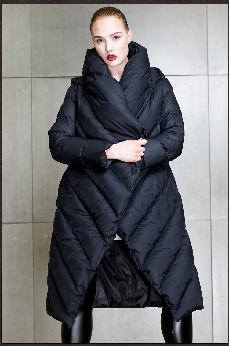 Высокое качество зимняя новая коллекция Женский длинный пуховик с капюшоном женский зимний теплый толстый пуховик