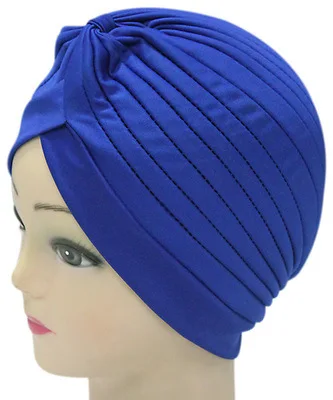 Простой цельный тюрбан головная повязка шляпа бандана для химиотерапии шапка для волос много цветов turbante mujer - Цвет: royal blue