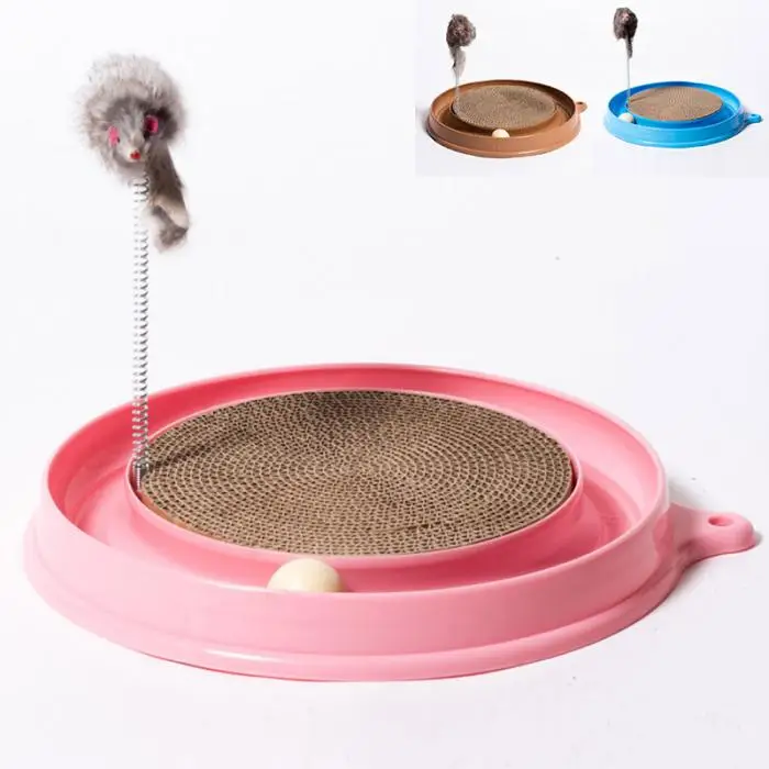 Cat Kitten Turbo Scratcher Scratching Pad Board Toy With Ball Mouse Training Play Fun Supplies SLC88