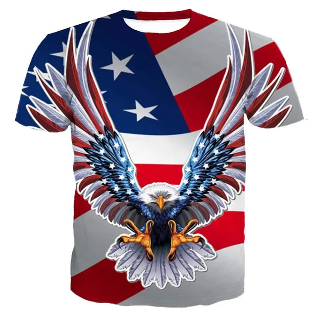 American Flag Wings Flying Eagle Print Fun T Shirt Cool Tops T Shirts