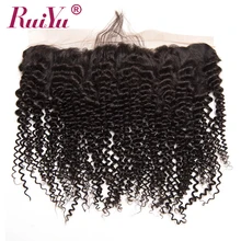 RUIYU Brazilian Kinky Curly Hair Lace Frontal Closure Ear To Ear Pre Plucked Frontal Closure Human Hair With Baby Hair Non-Remy