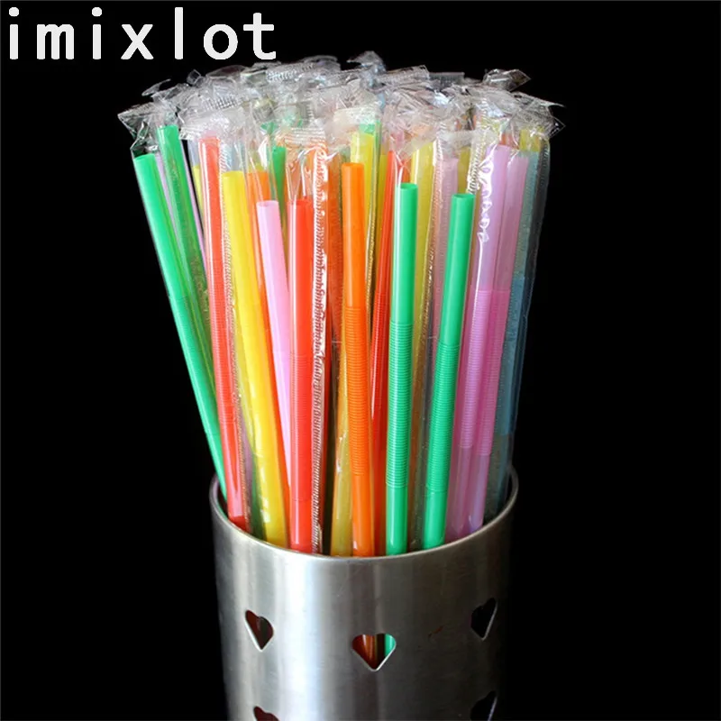 Imixlot 100 Pcs/Lot Individual Pack Extra Long Flexible Plastic