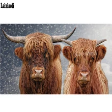 DIY Алмазная картина вышивки крестом два Хайленда коровы картина вышивка мозаикой из стразов алмаз для декор комнаты своими руками на заказ