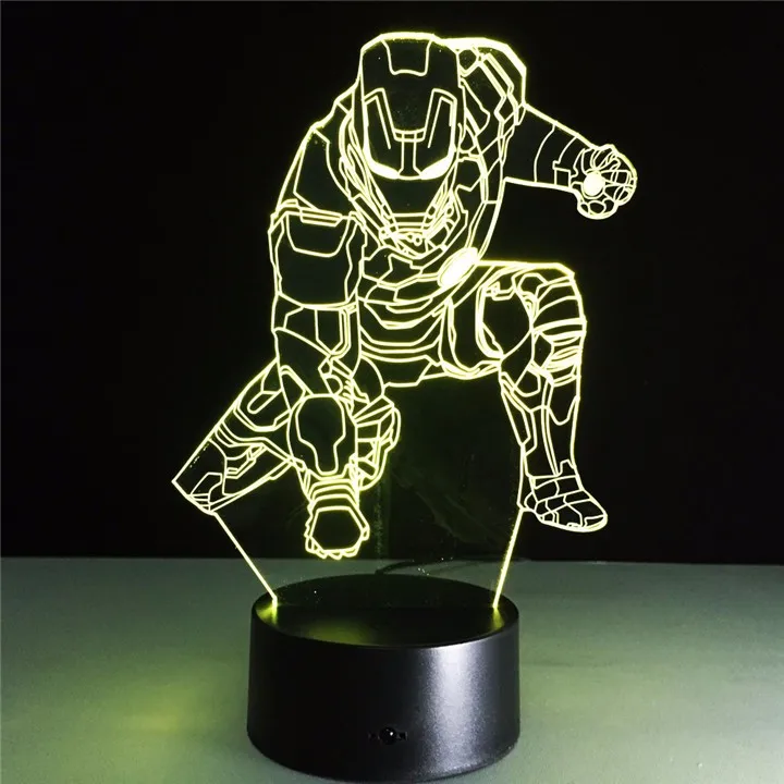 Best детский подарок 3D Luminaria Человек-паук ночник Marvel любителей кино супергероя лампы USB Цвет изменение стол Декор Прямая - Испускаемый цвет: Ironman 2