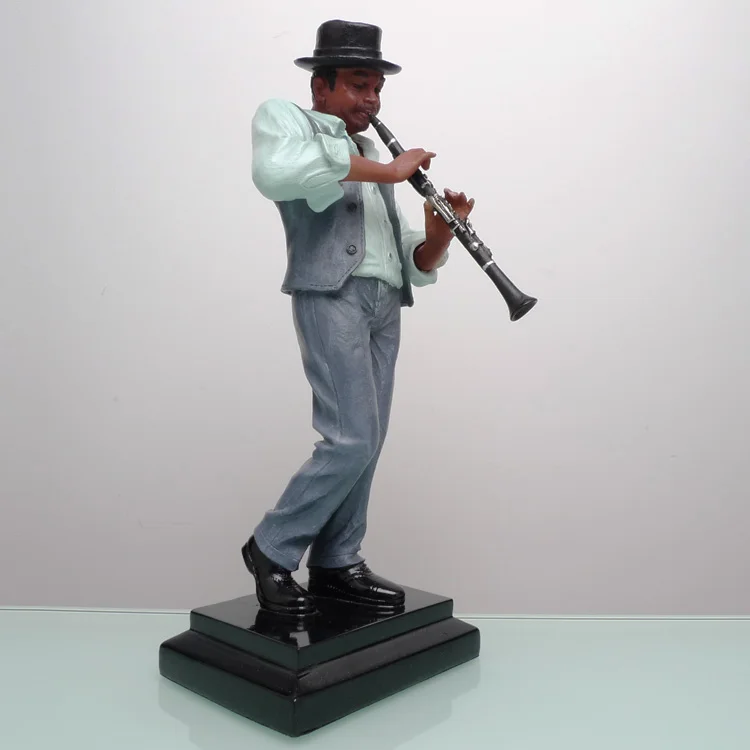 

Temple painted European and American Jazz Music Clarinet Player Resin Figures Collectible Ornaments KTV Bar Cafe Creative