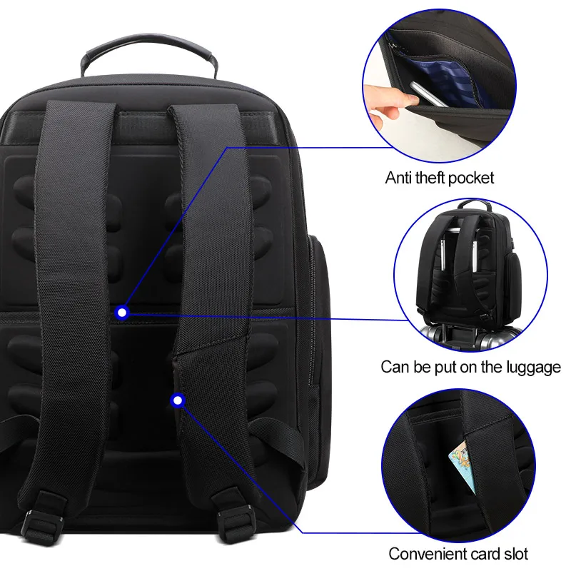 BOPAI, черный бизнес рюкзак для ноутбука, usb зарядка, Высокая Школьная Сумка, нейлоновый Школьный рюкзак, водоотталкивающий рюкзак, мужская сумка