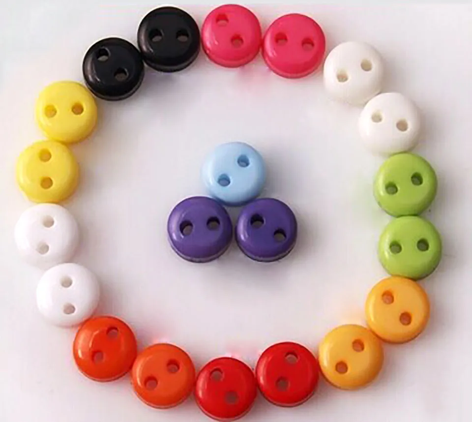 mini 5mm plastic buttons 2 hole DIY handmade accessories 300pcs mixed