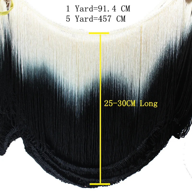 5 Yds/Lot 프린지 술 라틴 트리밍 딥 염료 Omble Rayon Macrame 레이스 삼바 댄스웨어 트리밍 바느질 트림 25cm-30cm