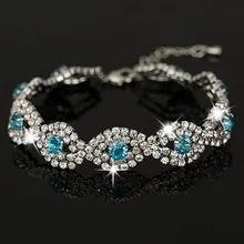 Позолоченные и Серебристые персонализированные хрустальные браслеты-цепочки для женщин B013