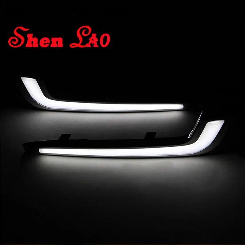 

ShenLao LED Daytime Running Light For Cadillac XTS 2013 2014 2015 2016 LED DRL with Yellow turn Signal fog lamp DRL lights
