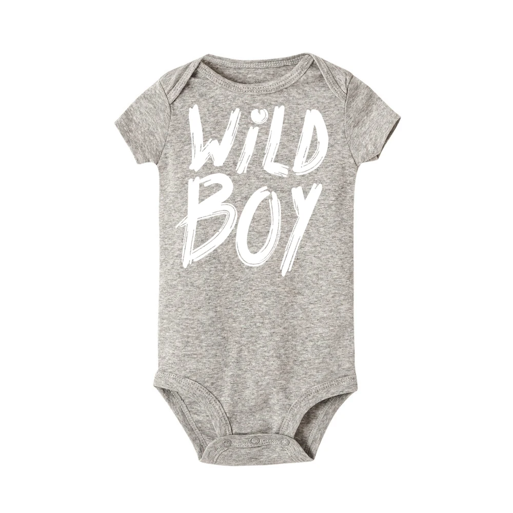 

Wild boy print newborn baby rompers short Sleeve summer letter printed infant cotton jumpsuits unisex jumpsuit clothing
