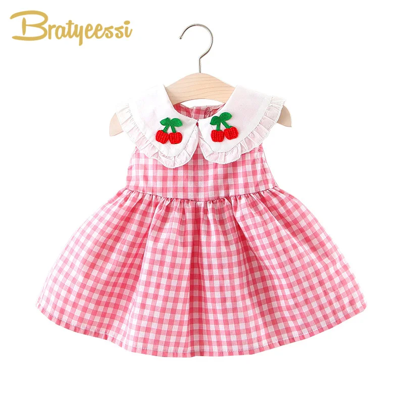 

New Summer Baby Dresses Girl Clothes Cotton Plaid Baby Girl Dress Sleeveless A Line Princess Toddler Babies Clothes Infant Dress