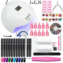 LKE маникюрный набор 12 шт. набор гелевых лаков для ногтей включает в себя 36 Вт Светодиодная УФ-лампа для ногтей несколько комбинаций элементарный набор для ногтей Инструменты