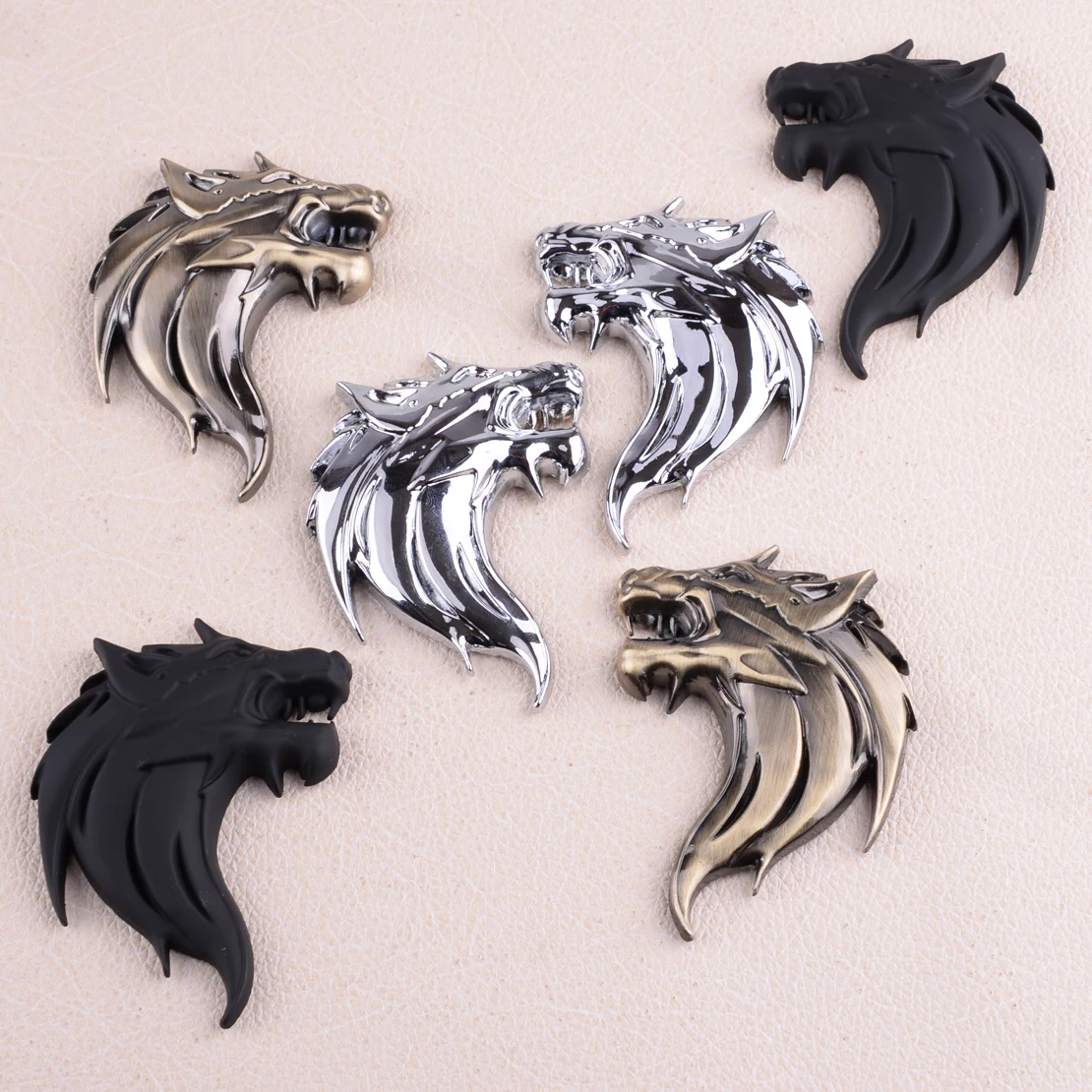 

CITALL Universal High Quality 3D Metal Wolf Pattern Car Sticker Motorcycle Side Head Decal Logo Decoration