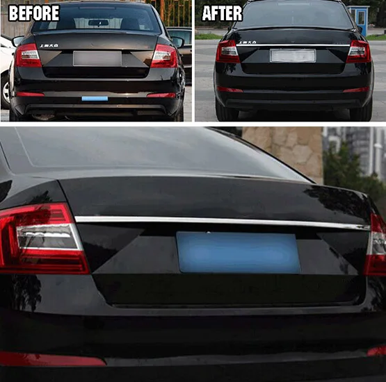 Подходит для Skoda Octavia A7 2013 хромированная Задняя Крышка багажника Отделка крышки багажника Отделка Литья