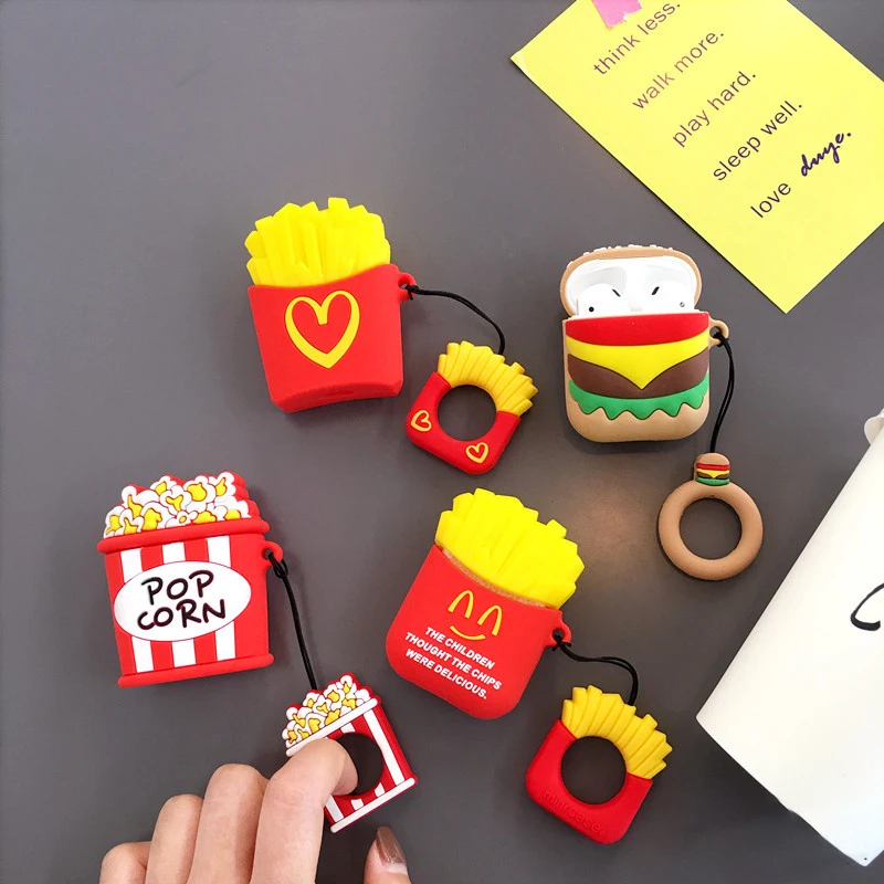 

For AirPods 2 Funny Cover Bluetooth Wireless Earphone Case For Apple Airpods Charging Box Cartoon Sleeve With Finger Ring Strap