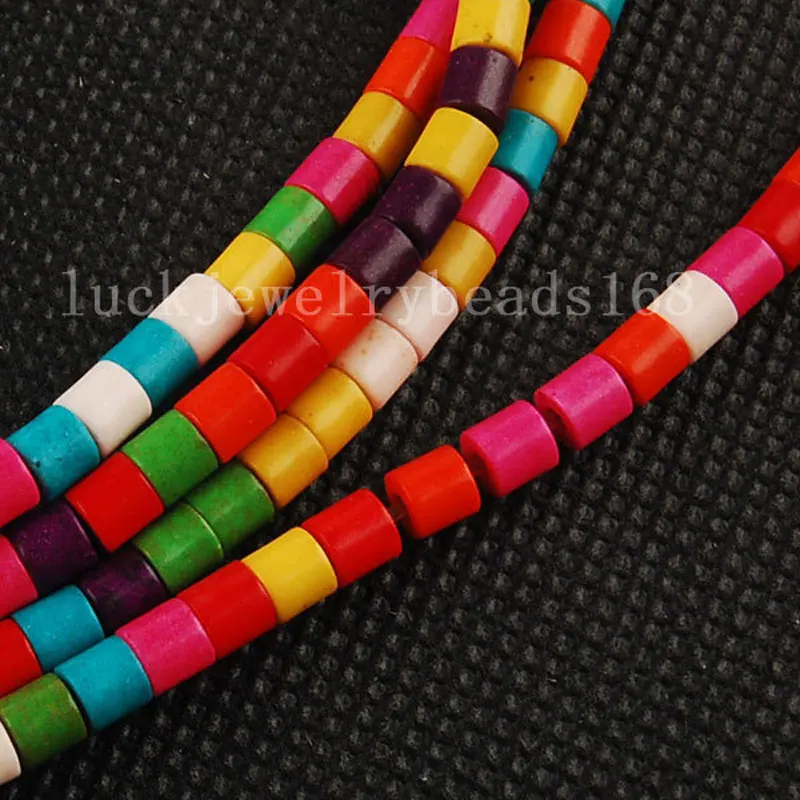 Free Shipping Fashion Jewelry 4x4mm Muticolor Howlite Column Loose Beads 15.5&quot FG5840 | Украшения и аксессуары