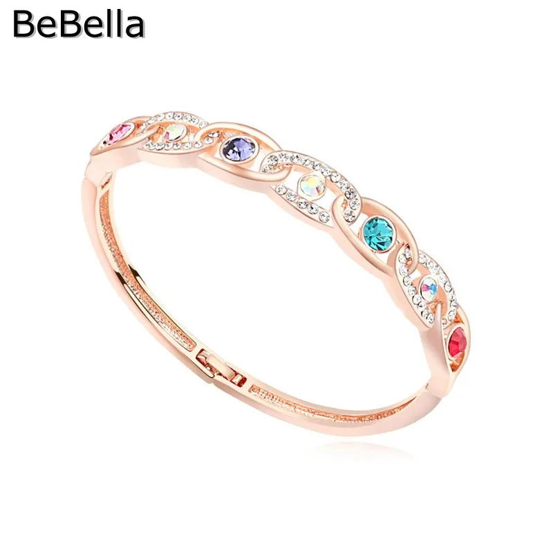 

Rose gold color plated Indian style trendy Luxurious bangle made with Czech crystal girls Christmas gift