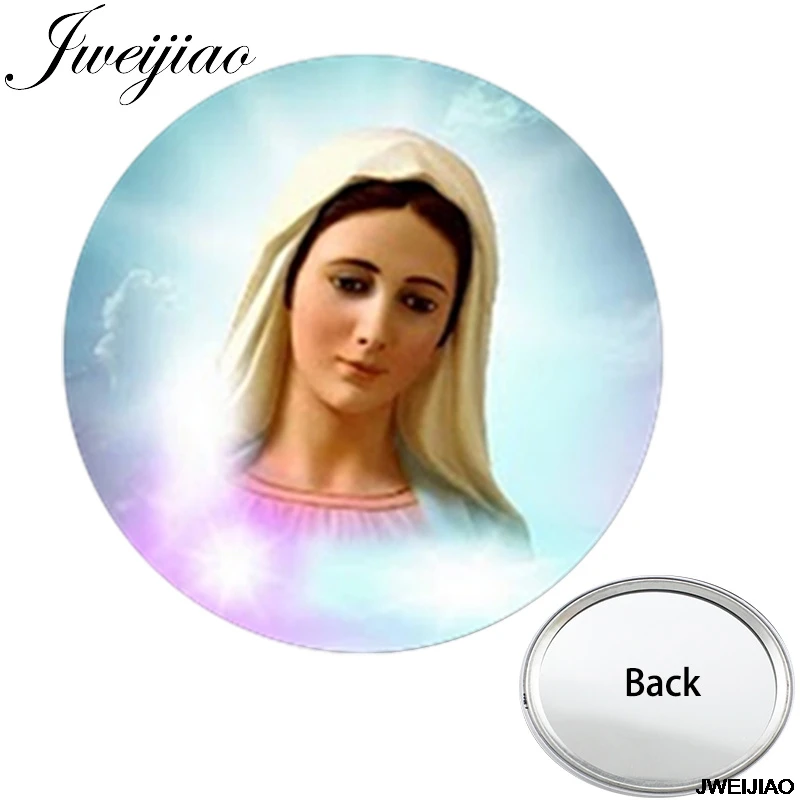 

JWEIJIAO Virgin Mary One Side Flat Pocket Mirror Our Lady of Guadalupe Compact Portable Makeup Vanity Hand Mirrors For Women