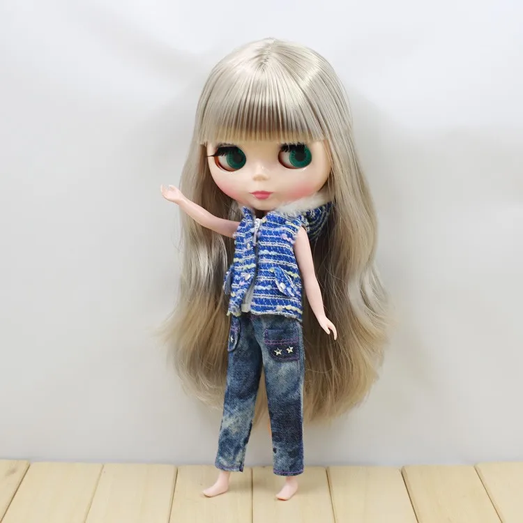 Blyth doll icy licca розовый и синий жилет и брюки для куклы
