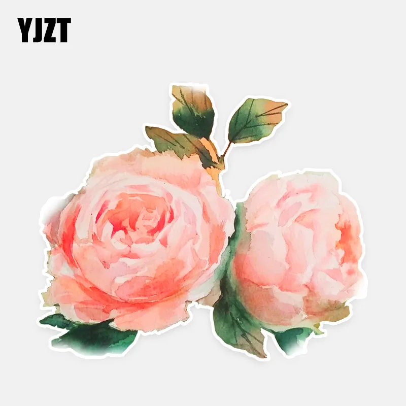 

YJZT 13.3*11.2CM Peach Blossom Flower Decor Car Stickers Personalized Colored 11A0682