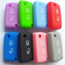 Флип-брелок Складной Дистанционный силиконовый чехол для ключей для peugeot 306 407 807 партнер Citroen C2 C3 C4 C6 Berlingo чехол брелока Дистанционного Управления 2 кнопки
