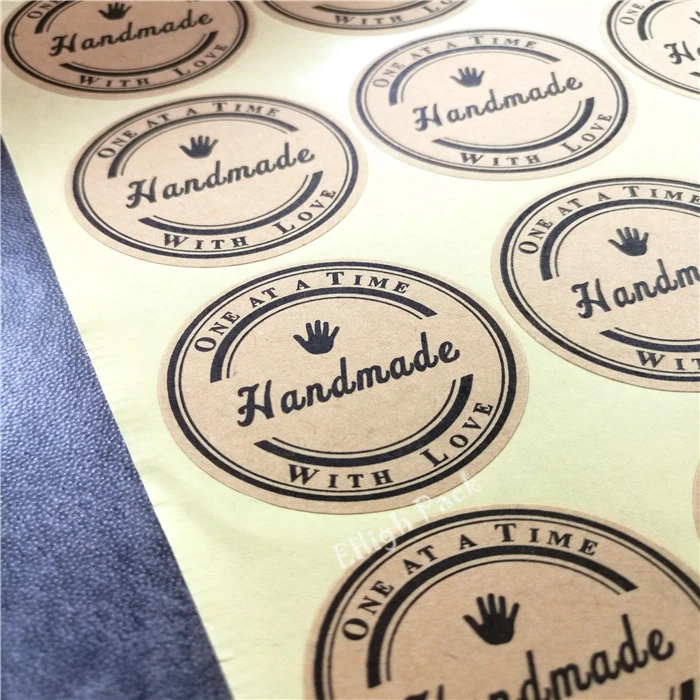 

180pcs/lot 38*38mm 3.5cm Round White Hand Made Stickers Kraft Label Sticker DIY Handmade For Gift Cake Baking Sealing Sticker