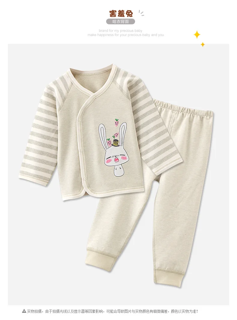 Милые пижамы для малышей на весну-осень; комплект нижнего белья из хлопка для малышей