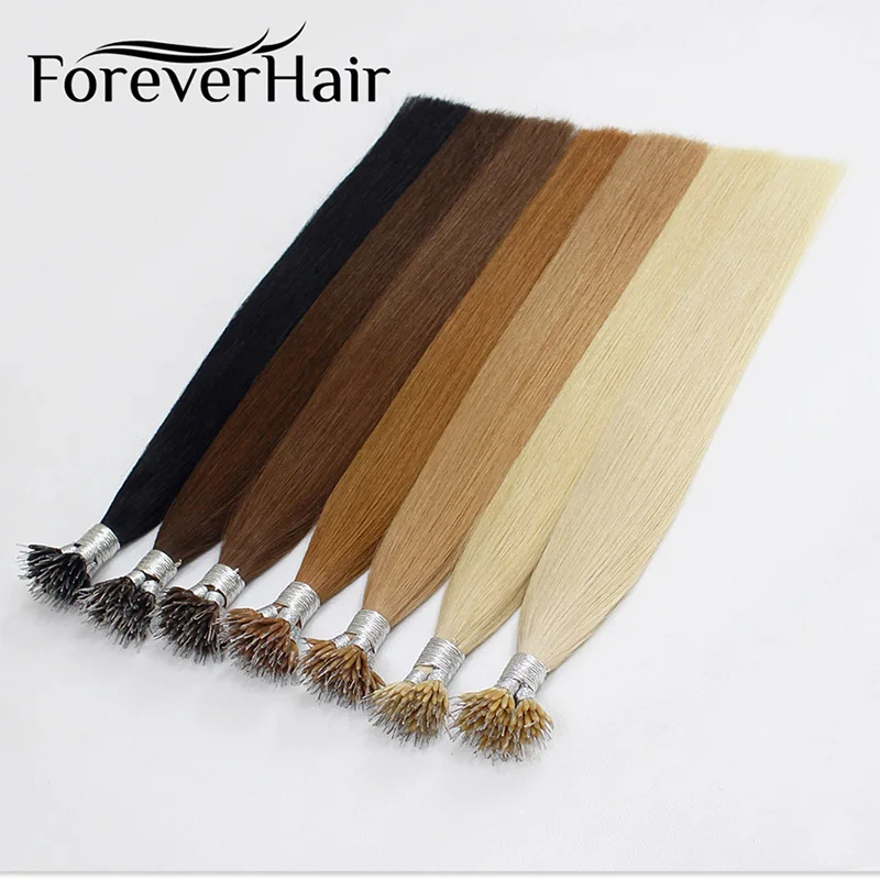 

FOREVER HAIR Straight 100% Remy Human Nano Ring Hair Extensions 0.8g/s 16" 18" 20" Platinum Blonde European Micro Beads 50 PCS