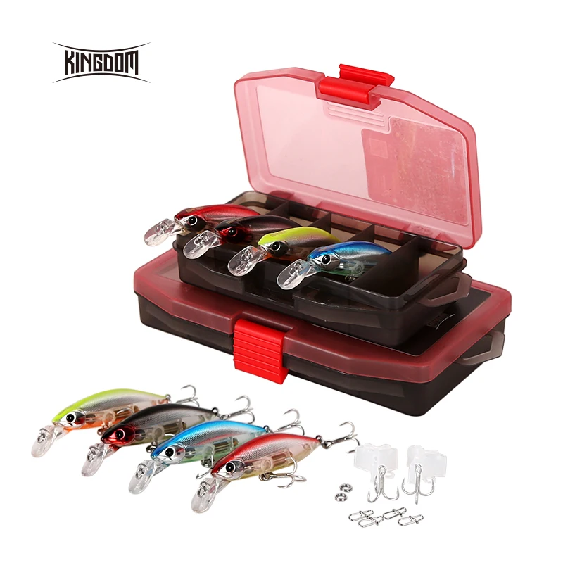 

Kingdom Fishing Lure Jerkbait Minnow Bait 55mm 7g/70mm 12g 4 Pieces In One Set With Durable Lure Box Wobblers Model 6504-NS