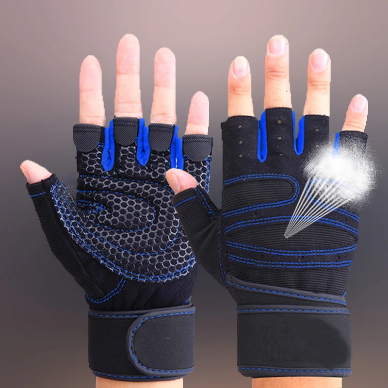 New Ventilated Weight Lifting Gloves Wrist Wraps Men Women Full Palm Protector Cross Training Fitness Bodybuilding