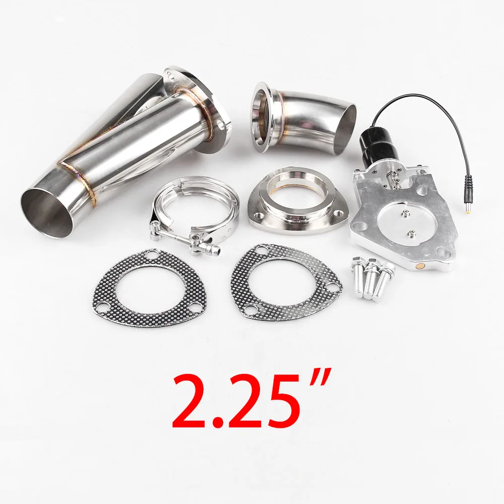 

2.25 Inch Electric Exhaust Cutout Kit+Gear Drive Motor+Stainless Steel Header Y Pipe+Remote Control Tail Throat Car accessories